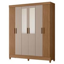 Guarda Roupa Solteiro Uruguai 6 Portas Carvalho Fendi com Espelho - Moval Guarda Roupa Solteiro Uruguai 6 Portas Carvalho Fendi com Espelho - Moval