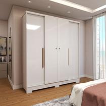 Guarda-Roupa Solteiro Varsóvia 4 Portas 2 Gavetas Branco - Panorama Móveis Guarda-Roupa Solteiro Varsóvia 4 Portas 2 Gavetas Branco - Panorama Móveis