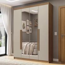 Guarda Roupa Solteiro Venus 4 Portas de Bater com Espelho MDP Rustic-Crema-Rustic Madesa Guarda Roupa Solteiro Venus 4 Portas de Bater com Espelho MDP Rustic-Crema-Rustic Madesa