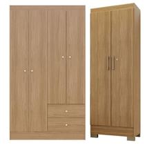 Guarda Roupa Solteiro Versa 4 Portas com Armário Multiuso Luna Freijó Fosco - Kits Paraná Guarda Roupa Solteiro Versa 4 Portas com Armário Multiuso Luna Freijó Fosco - Kits Paraná