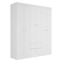 Guarda Roupa Solteiro Versa 6 Portas Branco Rosa Flex Fosco - Kits Paraná