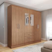 Guarda-Roupa Solteiro Vigo 6 Portas 3 Gavetas com Espelho Cinamomo - Panorama Móveis Guarda-Roupa Solteiro Vigo 6 Portas 3 Gavetas com Espelho Cinamomo - Panorama Móveis