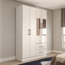 Guarda-Roupa Solteiro Vittorio 4 Portas 2 Gavetas com Espelho Branco - Panorama Móveis