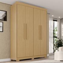 Guarda-Roupa Solteiro Weather com Pés 4 Portas 3 Gavetas 100% Mdf Jequitibá - Pnr Móveis
