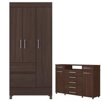 Guarda Roupa Solteiro Wind com Cômoda London Café - Demóbile