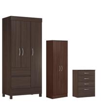 Guarda Roupa Solteiro Wind com Multiuso Golden com Comôda Astral Café - Demóbile