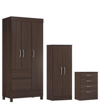 Guarda Roupa Solteiro Wind com Multiuso Viena com Comôda Astral Café - Demóbile