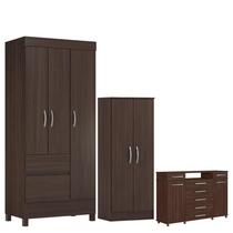 Guarda Roupa Solteiro Wind com Multiuso Viena com Cômoda London Café - Demóbile