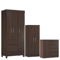 Guarda Roupa Solteiro Wind com Multiuso Viena com Cômoda Montevidéu Café Touch - Demóbile