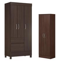 Guarda Roupa Solteiro Wind com Sapateria Multiuso Golden Café - Demóbile