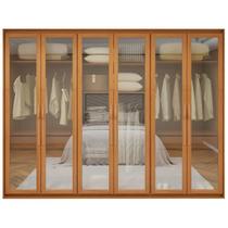 Guarda Roupa Suavita Glass Casal com Led 6 Portas 6 Gavetas Lopas Cor Amendoa
