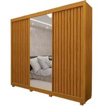 Guarda Roupa Teresópolis Ripado Com Espelho 100% Mdf Cedro Rud Rack