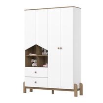 Guarda Roupa Ternura 4 Portas 2 Gavetas Branco/Jequitibá HP - Henn