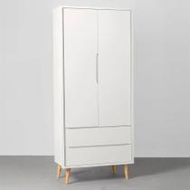 Guarda-Roupa Theo 2 Portas com Pés Retrô Natural - Branco Fosco