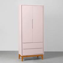 Guarda-Roupa Theo 2 Portas com Pés Square Mel - Rosa