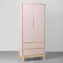 Guarda-Roupa Theo 2 Portas com Pés Square Natural - Rosa