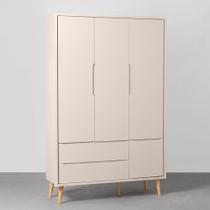 Guarda-Roupa Theo 3 Portas com Pés Retrô Natural - Areia