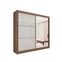 Guarda Roupa Titanium 2 Portas 6 Gavetas Com Espelho Sem Pés D' Doro Castanho/off White