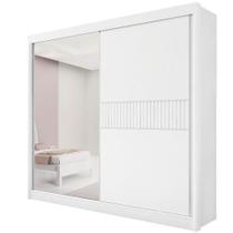 Guarda Roupa Titanium Ripado 2 Portas 6 Gavetas Com Espelho D' Doro Branco/ripado