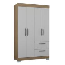Guarda Roupa Toquio 4 Portas 2 Gavetas Castanho/Off White - Poquema
