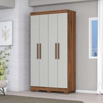 Guarda roupa trevo 4 portas e 2 gavetas - nature/ off white la 109