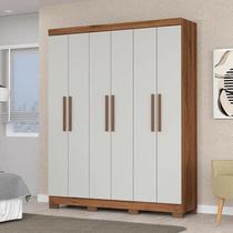 Guarda roupa trevo 6 portas e 4 gavetas 160 la - freijo / off white - magno moveis Guarda roupa trevo 6 portas e 4 gavetas 160 la - freijo / off white - magno moveis