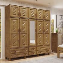 Guarda-Roupa Tripartido 10 Portas 6 Gavetas Imbuia Berlim Madeira Pinus - Cavazotto