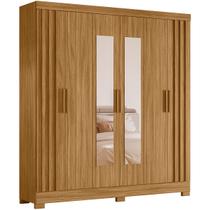 Guarda Roupa Valença 195cm 6 Portas Freijó com portas ripadas e Espelho Moval