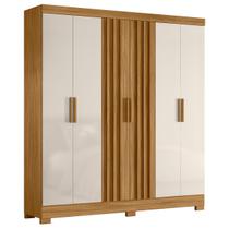 Guarda Roupa Valença 195cm 6 Portas Freijó Off White com portas ripadas Moval