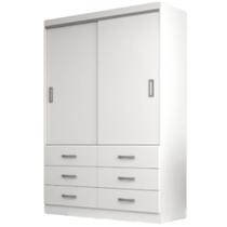 Guarda Roupa Veneza Solteiro 2 Portas 6 Gavetas Evidencia Cor Branco