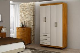 Guarda Roupa Verona 4 Portas 3 Gavetas Cinamomo/Off - Nyne Guarda Roupa Verona 4 Portas 3 Gavetas Cinamomo/Off - Nyne