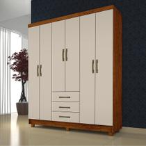 Guarda Roupa Verona 6 Portas 3 Gavetas Cinamomo/Off - Nyne Guarda Roupa Verona 6 Portas 3 Gavetas Cinamomo/Off - Nyne