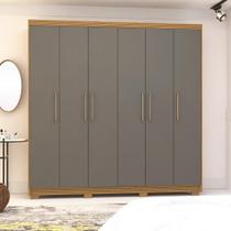 Guarda-Roupa Vigo 6 Portas 6 Gavetas Nature Alasca Amplo Espaço 223cm Altura