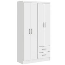 Guarda Roupa Vitoria Solteiro 4 Portas 2 Gavetas San Marino Cor Branco
