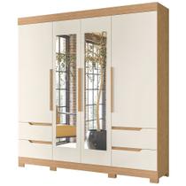 Guarda Roupa Vivacce Casal 4 Portas com Espelho Albatroz