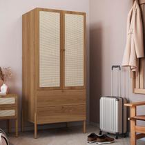 Guarda Roupas 2 Portas 2 Gavetas Palhinha Pé Madeira Hanover