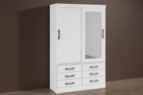 Guarda-Roupas 2 Portas 6 Gavetas Com Espelho Meridian Branco Guarda-Roupas 2 Portas 6 Gavetas Com Espelho Meridian Branco