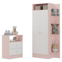 Guarda-roupas 2 Portas Com Cômoda 2 Gavetas Multimóveis Mp4264 - Rosa-branco Rosa-branco Guarda-roupas 2 Portas Com Cômoda 2 Gavetas Multimóveis Mp4264 - Rosa-branco Rosa-branco