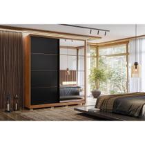 Guarda Roupas 2 Portas de Correr 3 Gavetas c/ Espelho e Pés Belga Flex Amêndola/Amêndola ou Grafito - Demóbile