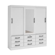 Guarda-Roupas 3 Portas 9 Gavetas Com Espelho Meridian Branco Guarda-Roupas 3 Portas 9 Gavetas Com Espelho Meridian Branco