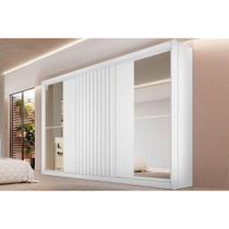 Guarda Roupas 3 Portas de Correr 1 Ripada e 6 Gavetas c/2 Espelhos Vitória Branco Acetinado - Europa Guarda Roupas 3 Portas de Correr 1 Ripada e 6 Gavetas c/2 Espelhos Vitória Branco Acetinado - Europa