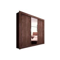 Guarda Roupas 3 Portas de Correr de (1 c/ Espelho) e 2 Gavetas PH 1681 Nogueira - Herval