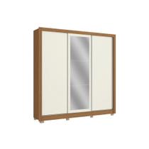 Guarda Roupas 3 Portas de Correr de (1 c/ Espelho) e 3 Gavetas c/ Pés CB04M570 Flex Canela/Canela ou Off White - Kappesberg