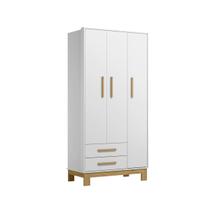 Guarda-Roupas 3 Portas e 2 Gavetas 180 x 94 Q Charm Slim -Branco Branco Acetinado - ÉdeCasaMóveis