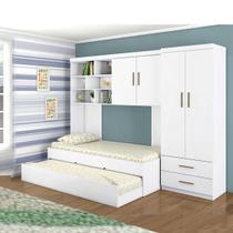 Guarda Roupas 4 Portas Com Cama Embutida Solteiro-branco Guarda Roupas 4 Portas Com Cama Embutida Solteiro-branco