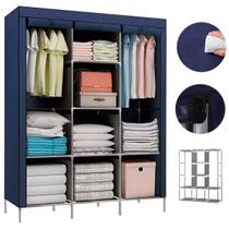 Guarda Roupas Armário Dobrável Organizador Multiuso - Azul