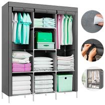 Guarda Roupas Armário Dobrável Organizador Multiuso Cinza