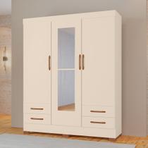 Guarda Roupas Báltica 100 MDF 3 Portas 4 Gavetas c Kit de Espelhos e Pés