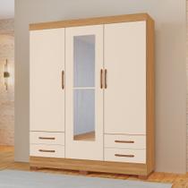 Guarda-Roupas Belarus 100% MDF Tuboarte 3 Portar 4 Gavetas c/ Kit de Espelhos e Pés