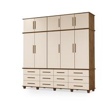 Guarda Roupas Berlim 100% Mdf c/ 10 Portas 12 Gavetas Pés Madeira - Luapa - Malbec/Off